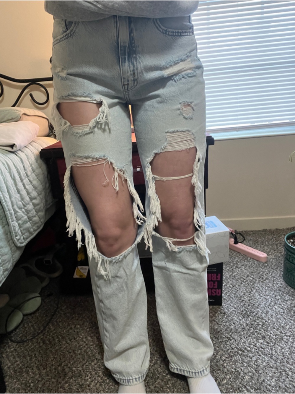 Distressed Light Blue Women's Ripped Jeans
